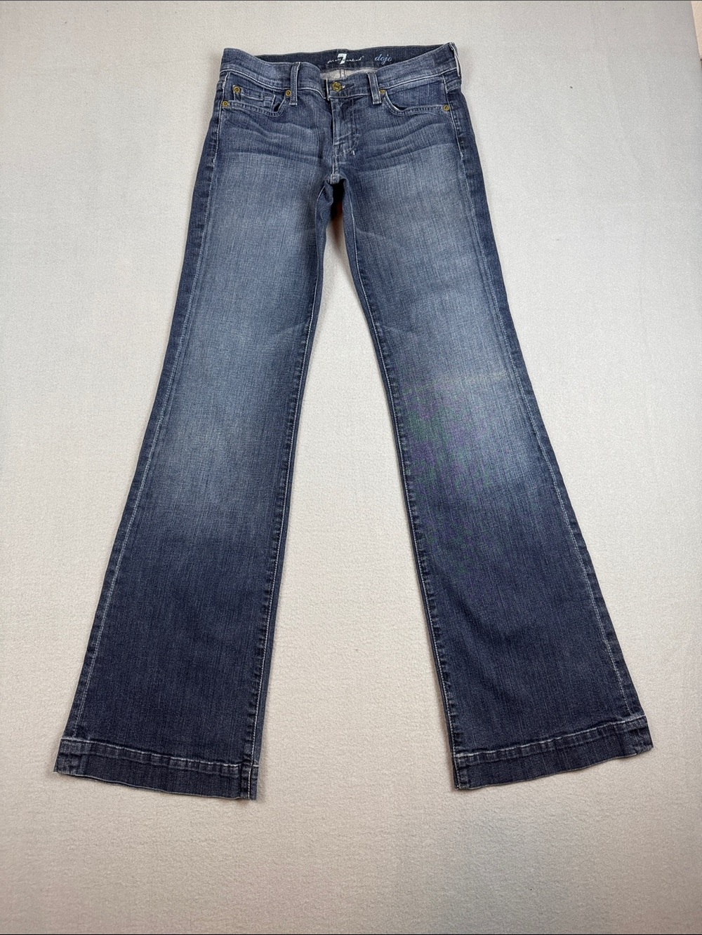 7 For All Mankind Women's Dark Blue Dojo  Flare Wide Leg Jeans
Size: 28